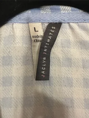 Jaclyn Intimate Blue White Gingham Plaid Stretch Pajama Sleep Shirt Large Pocket thumbnail 5