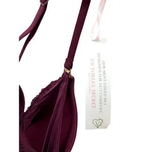 Victoria's Secret Body by Victoria Wireless Nursing Bra 36DDD Burgundy Lace Wing thumbnail 5
