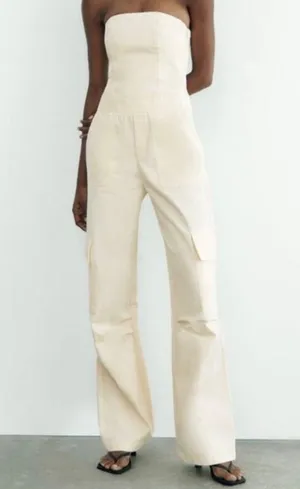 Zara Strapless Cargo Jumpsuit thumbnail 1