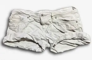 Levis White Denim Cuffed Shorts Womens Size 5 Low Rise Stretch Ramie Blend thumbnail 1