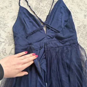 Lulus Rare Beauty Navy Blue Tulle Backless Maxi Dress Size XS NWT Formal Sexy thumbnail 10