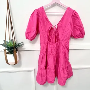 Xirena Nissa Hot Pink Cotton Puff Sleeve Short Sleeve Dress S Romantic Pop Party thumbnail 6