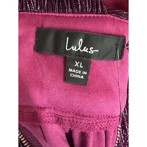 Lulus XL Purple Metallic Pleated Mini Dress NWT Deep V Party Cocktail Dress thumbnail 6