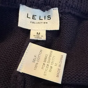 Le Lis Dark Blue Knit Sweater Wide Leg Pull On Pants w/ White Side Strip Medium thumbnail 3