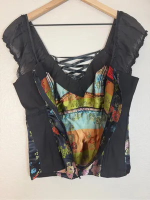 Tripp NYC Vintage Y2K Hot Topic Oriental Geisha Satin Brocade Corset Goth Medium thumbnail 8