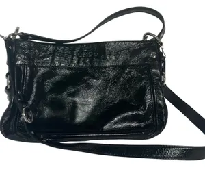Coach Zoe Hobo Bag Womens Large Black Crinkled Patent Leather F15478‎ thumbnail 1
