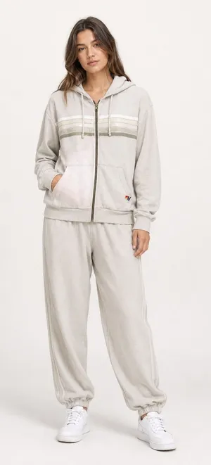 Aviator Nation 5 Stripe‎ Vintage White Hoodie Small Sweatpants Large Set thumbnail 1