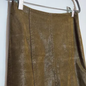 Free People Distressed Brown Faux Leather Mini Skirt Size 4 thumbnail 2