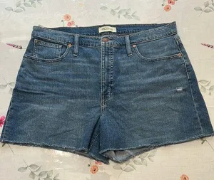 Madewell High-rise denim Blue Jean Shorts Raw Frayed Hem Size 32 thumbnail 1