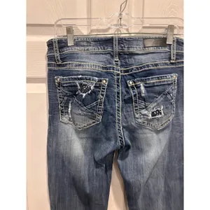 Daytrip Mila Bootcut Jeans 27 Medium Wash Distressed Thick Stitch Hemmed thumbnail 7