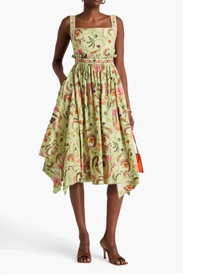 AGUA BY AGUA BENDITA Lunatus Habitat floral print embellished cotton dress, S thumbnail 4