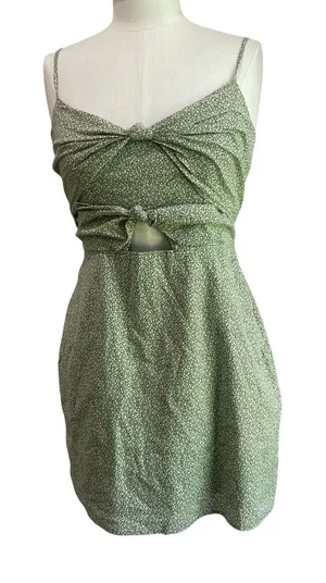 Abercrombie Knot Front Cutout‎ Mini Dress S Floral Dainty Chic 100% Cotton thumbnail 1