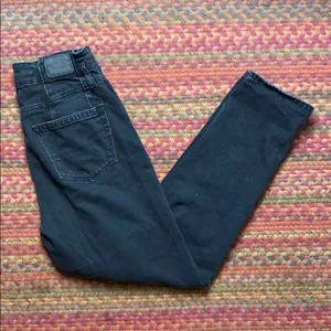 American Eagle Paper Bag Waist Black Denim Skinny Jeans thumbnail 1
