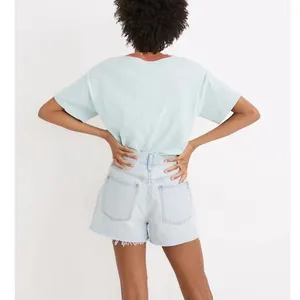Madewell Denim The Momjean Short 28 Blue Fitzgerald Wash High Rise Button Fly thumbnail 5