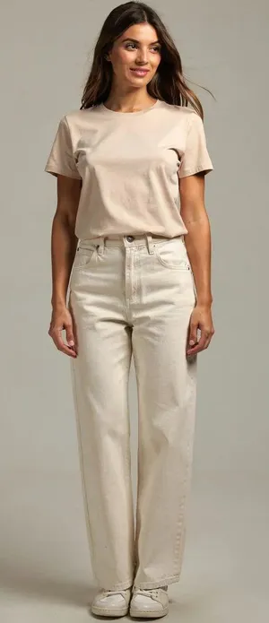Habitual Ivory High Rise Wide Leg Straight Jeans Cream Denim Pants 27 US 4 thumbnail 1