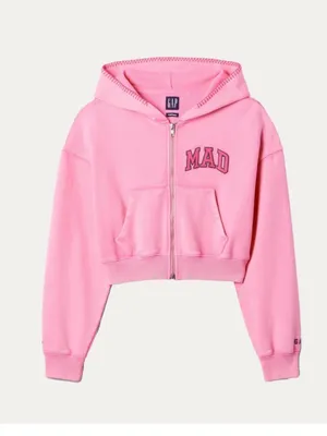 NWT Mad Happy X Gap Pink full size cropped hoodie size large limited edition thumbnail 3