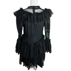 Sandra Mansour x H&M Black Tulle Lace Mini Dress Gothic Large L thumbnail 10