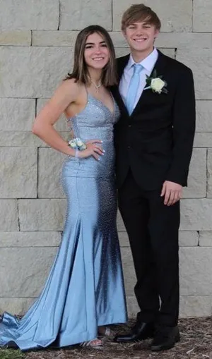 Blue Sherri Hill Prom Dress thumbnail 1