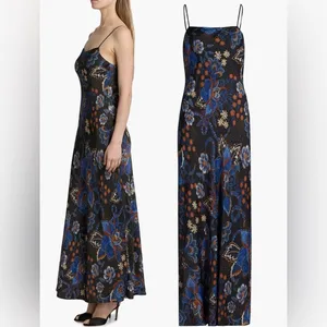 NEW FARM Rio Snakes Bouquet Maxi Slip black and navy Dress sz M thumbnail 3