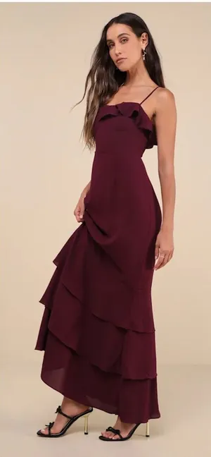 Lulus Lively Evenings Plum Purple Sleeveless Tiered Maxi Dress thumbnail 1