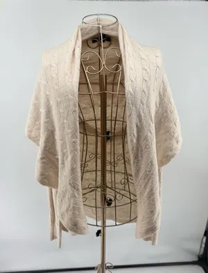 Lauren Ralph Lauren Cable Knit Open Front Cardigan Womens Size L/XL Ivory Wool thumbnail 1