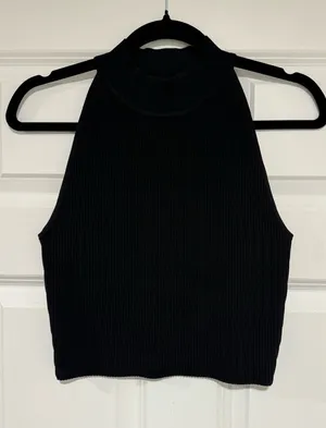 Aritzia Babaton Sculpt Knit High Neck Tank Black thumbnail 1