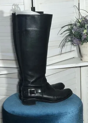 Vince Camuto Black Leather Riding Boots Knee High Size 6.5 thumbnail 1