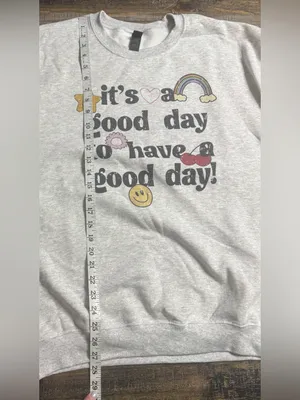 Gildan Light Gray "It's a Good Day" Graphic Crewneck Sweatshirt thumbnail 7