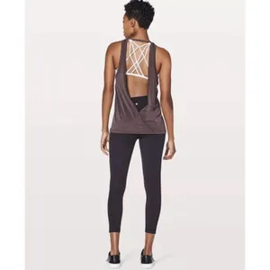 Lululemon‎ Tied To It Tank Black Cherry Heathered Open Back Yoga Top thumbnail 7