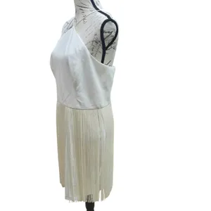Aidan Mattox Ivory Fringe Halter Dress Party Cocktail‎ Mini Sleeveless Size 14 thumbnail 5