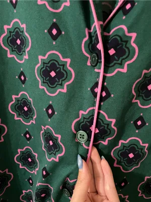 Room Service Geo Print Long Sleeve Pajama Sleep Top Size XL Green Pink Soft thumbnail 11