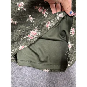 Elle Green‎ V-neck Blouse With Pink Flowers, Size M Whimsy Fairy Yk Lace Meah thumbnail 7
