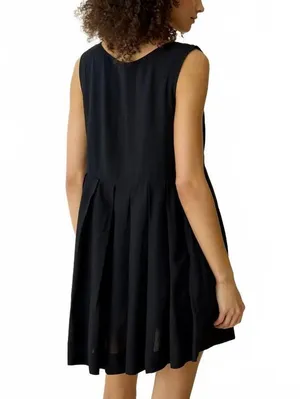 Urban Outfitters Popover Pleated Babydoll Mini Dress Black XS thumbnail 3