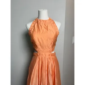 Sabina Musayev Peach Sierra Cutout Halter Maxi Dress Size S thumbnail 2
