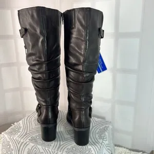 White Mountain NWT Brown Desirable Slouchy Knee High Zip Heeled Boots Size 10 thumbnail 2