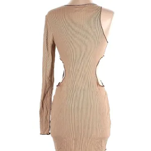 Superdown Katarina Cut Out Tan Brown‎ Cream Asymmetrical Mini Dress Small thumbnail 5