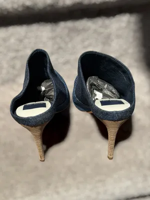 Dolce Vita Cinda Denim Pointed Toe Mule Heels‎ Slip On Stiletto Minimalist Chic thumbnail 6