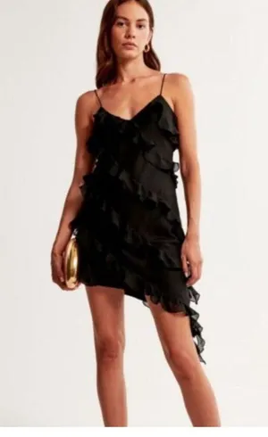 Abercrombie and Fitch White Ruffle Slip Asymmetrical Dress Size XS NWT thumbnail 4