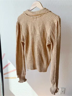 Free People Care FP Snowdrift Pullover Sweater in Camel Heather thumbnail 7