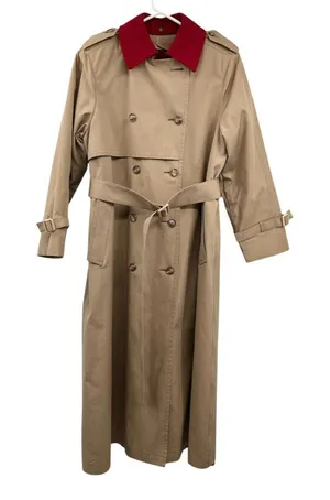 Vintage London Fog Tempo Europa Trench Coat Scarf Set Used 10Pd thumbnail 1
