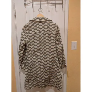GAP Trench Coat, Geo Print, Ivory, Black & Tan, Sz: XS No Belt thumbnail 13