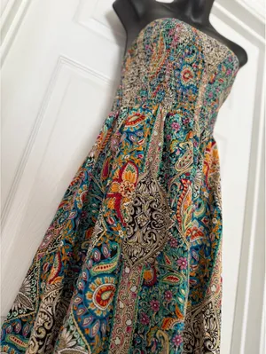 Multicolor paisley strapless dress Blue Size M thumbnail 6
