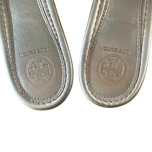 Tory Burch Fringe Miller Thong Sandals‎ Metallic Gold Logo Size 9 thumbnail 3