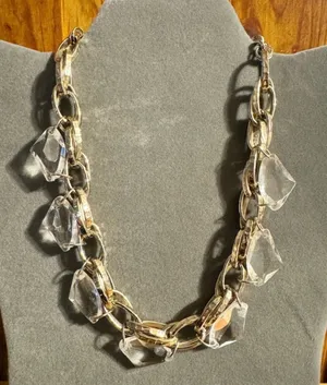 Chunky Silver Tone Beaded Statement Necklace thumbnail 1