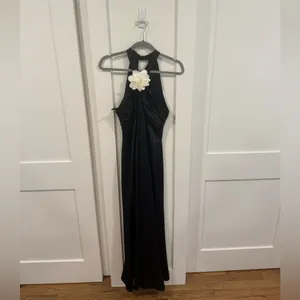 Meshki Black and White Halter Gown Cocktail Dress thumbnail 2
