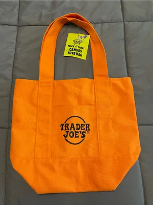 Trader Joe's Trick Or Treat Canvas Tote Bags - Limited Edition Orange and Black thumbnail 1