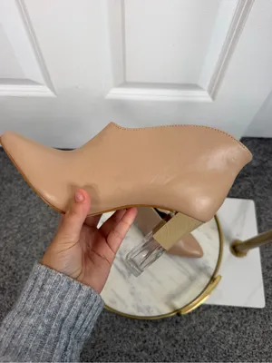 42 Gold Size 7.5M Nude Pointed Toe Clear Block Heel Ankle Booties NWOT thumbnail 7