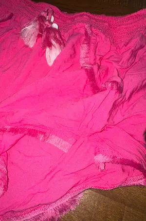 Japna Sleepwear Shorts Bright Pink/Fringe Accent Size Medium Rayon thumbnail 2