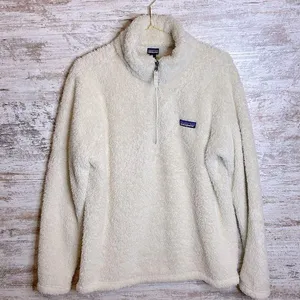 Los Gatos Fleece Sherpa Jacket 1/4 Zip Pullover cream Sz Large EUC thumbnail 1