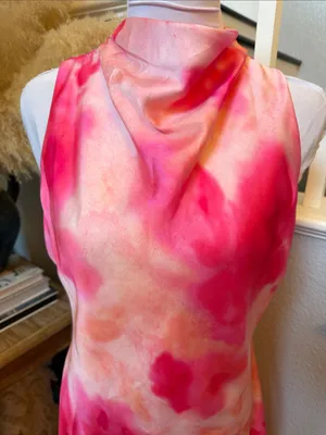 ZARA Tie-Dye Satin Cowl Neck Sleeveless Midi Dress – Size Large thumbnail 4